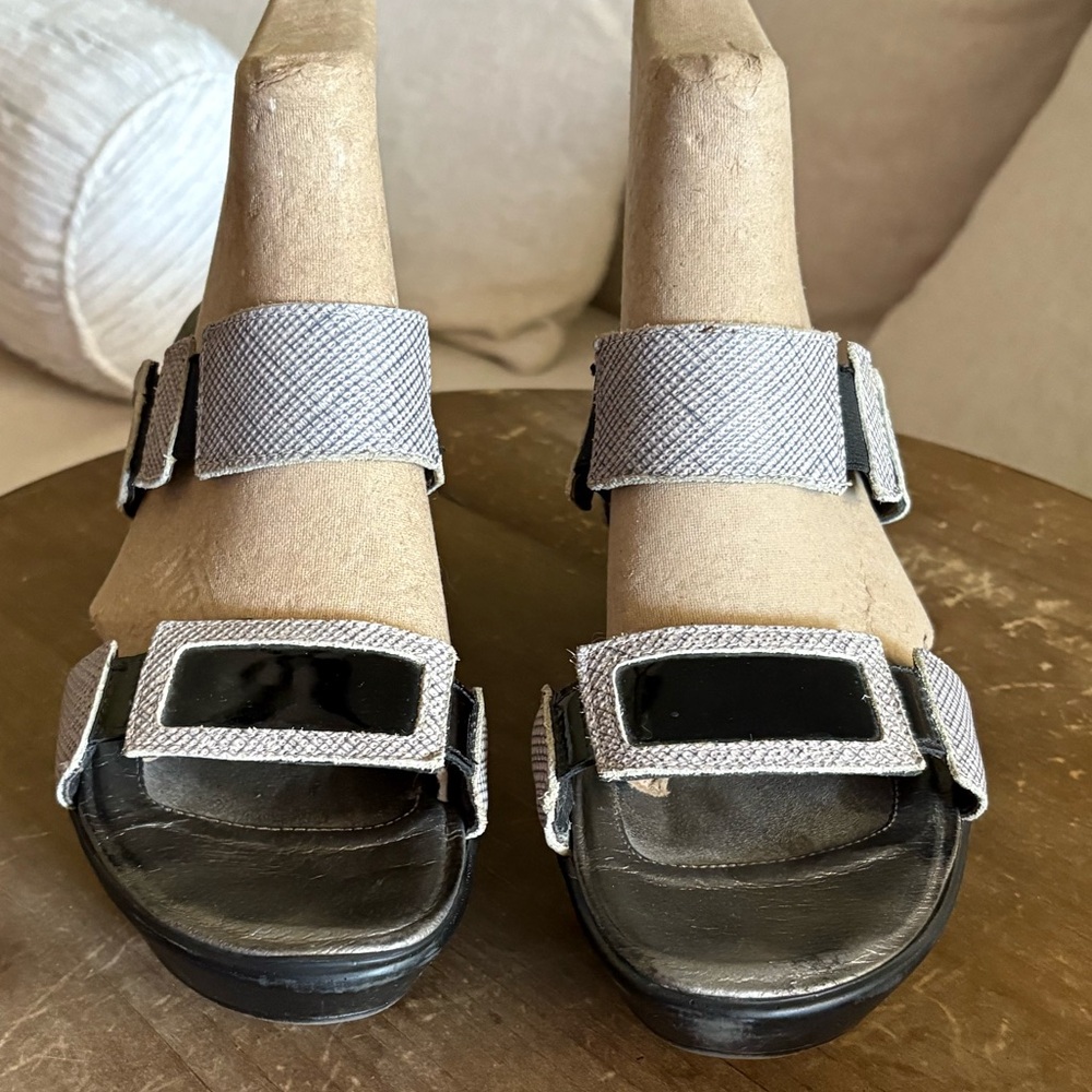 Naot Black and Silver Wedge Sandals with Modern Design